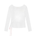 Slim White Cotton Long-Sleeve Top