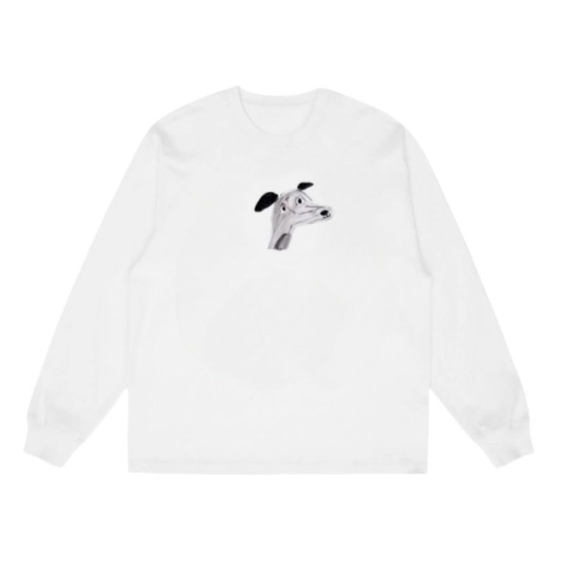 Playful Dog Head Graphic Long-Sleeve