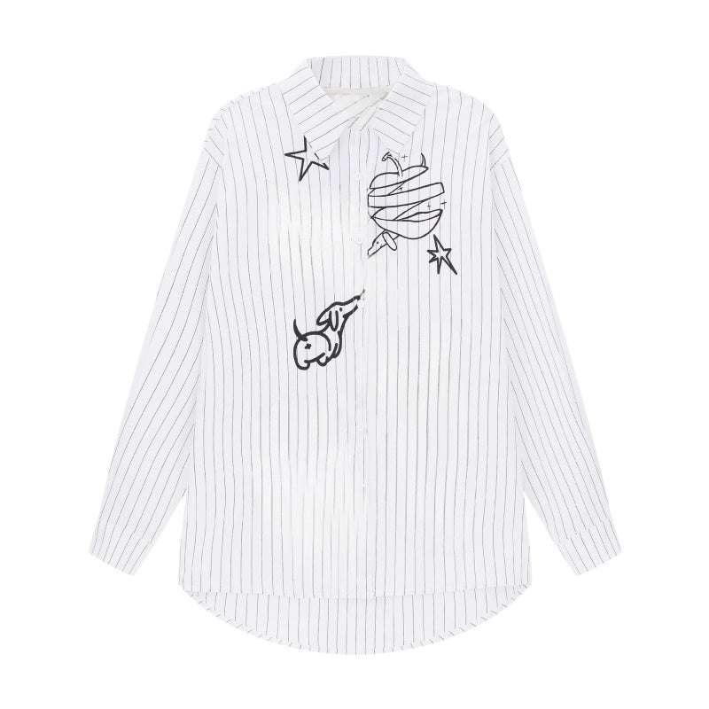 Casual Striped Long-Sleeve Shirt with Fun Design