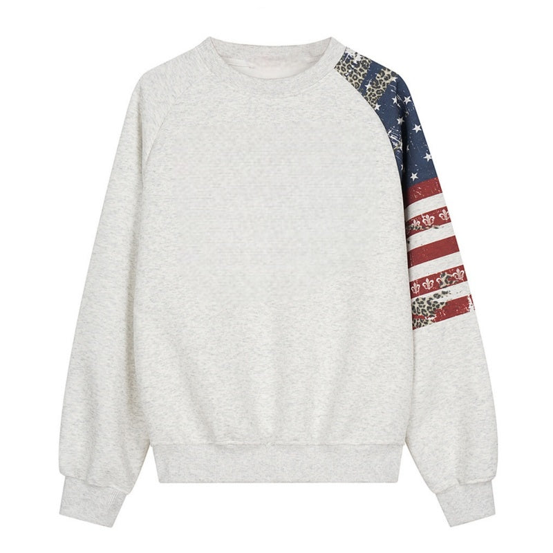 Light Gray Patchwork Sporty Long-Sleeve